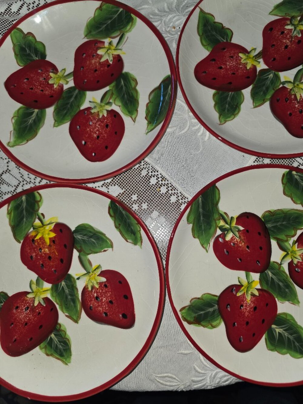 Casa Vero Strawberry Salad Plates Set of 4 Cottagecore Farmhouse Kitchen Decor